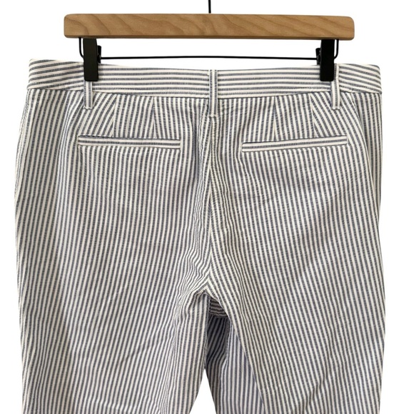 Talbots Sunshine Seersucker Relaxed Chino Striped Blue White Pants Size 10P - Picture 9 of 11
